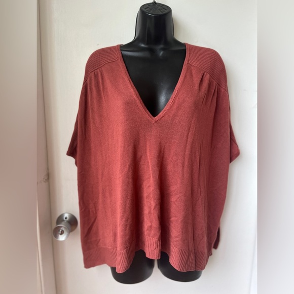 Anthropologie Clara Knit Top Linen Blend Size S V-Neck Short Sleeve - Picture 4 of 12